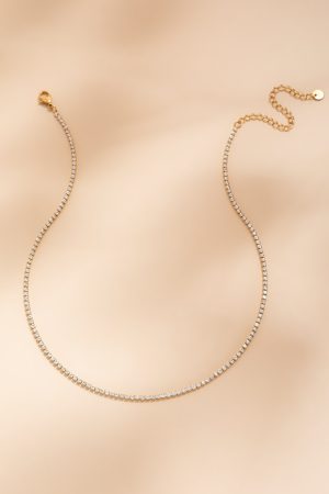 Iris Stainless Steel Gold Tennis Strand Necklace