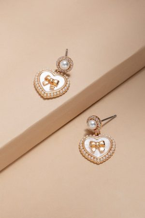 Nina Pearl Heart Drop Earrings