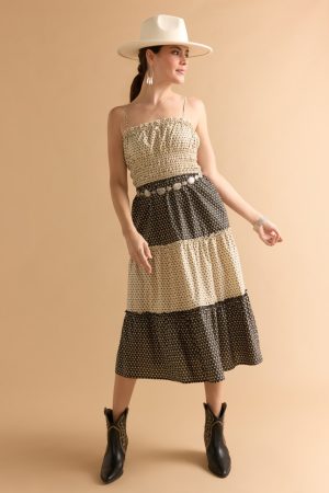 Tracy Daisy Color Block Midi Dress