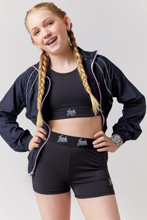 Hello Franki Sport Elastic Waistband Black Shorts for girls