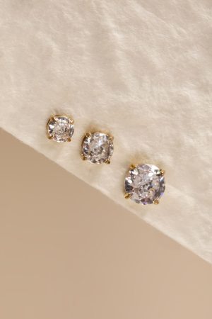Joan Stainless Steel Crystal Stud Earring Set
