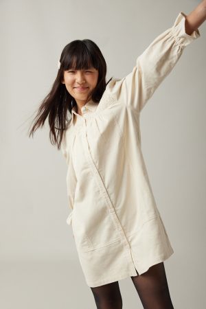 Hello Franki Button Cord Long Sleeve Shirt Dress for girls