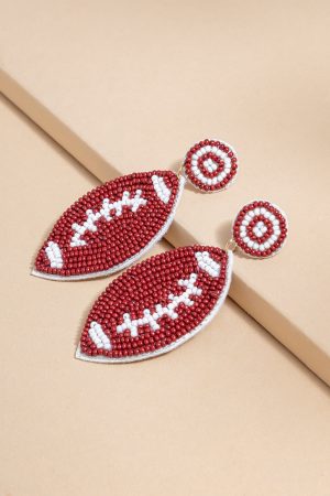 Football Seedbead Drop Earrings