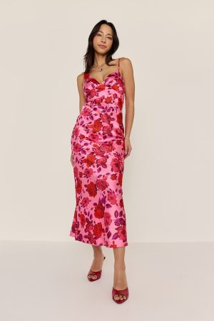 Sofia Satin Floral Maxi Dress