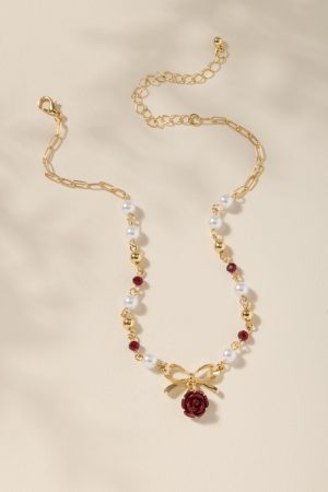 Eva Rose Bow Strand Choker Necklace