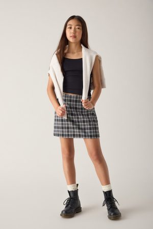 Hello Franki Plaid Black and White Skort for girls