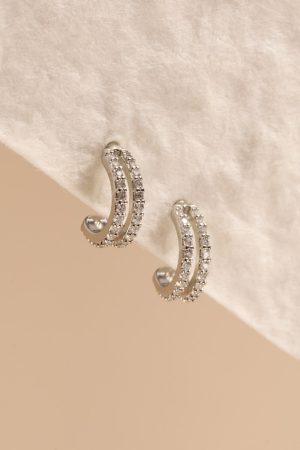 Alyson Double Pave Mini Huggie Hoop Earrings
