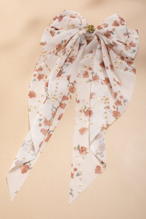 Molly Floral Bow Hair Barrette