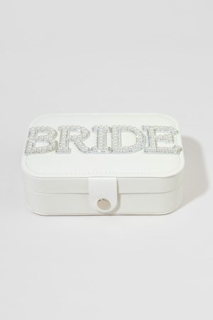 Bride Pearl Embellished Faux Leather Jewelry Box