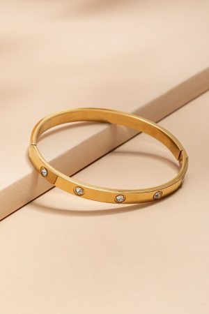 Donna Stainless Steel Gold Hinge Bracelet