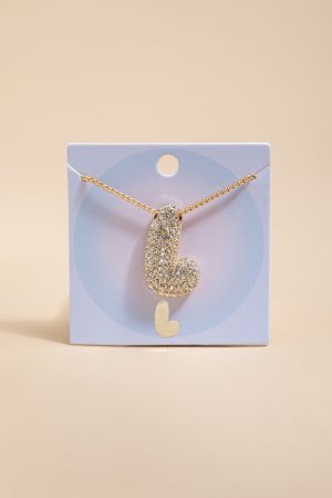 Initial Pave Bubble Box Carded Necklace