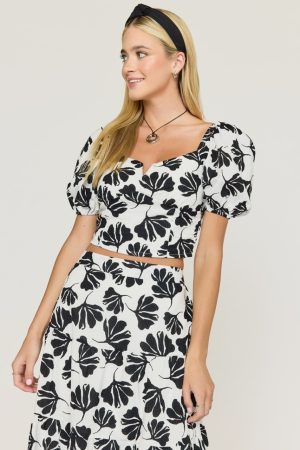 Cindy Leaf Print Top