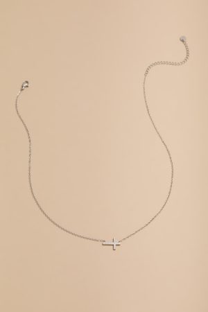 Josie Stainless Steel Sideways Cross Pendant Necklace