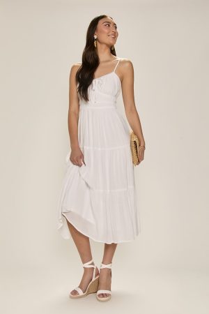 Beth Ruched Tiered Midi Dress
