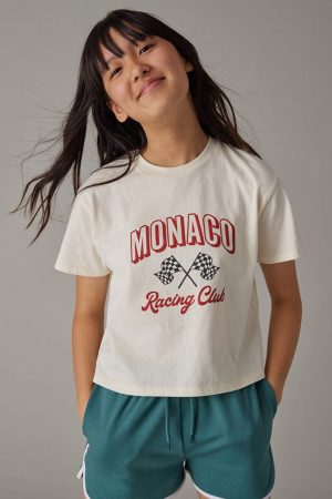 Hello Franki Racing Club Crop Graphic T-Shirt for girls