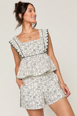 Shirley Floral Scalloped Blouse