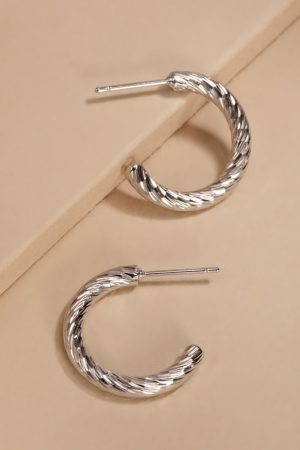 Deana Knife Cut Textured Huggie Hoop Earrings