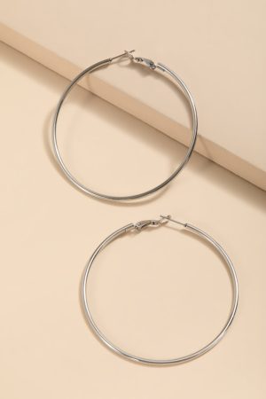 Anne Stainless Steel Silver Hoop Earrings
