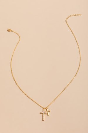 Morgan Double Cross Charm Pendant Necklace