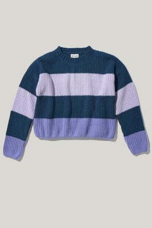 Hello Franki Color Block Striped Chenille Pullover for girls