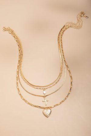 Betty Locket and Cross Layering Necklace Set