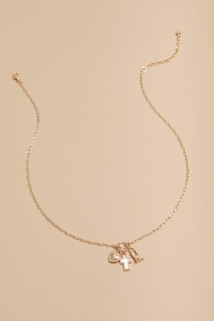 Lacey Cross Boot And Heart Charm Pendant Necklace