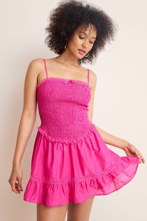 Hadley Drop Waist Smocked Magenta Mini Dress