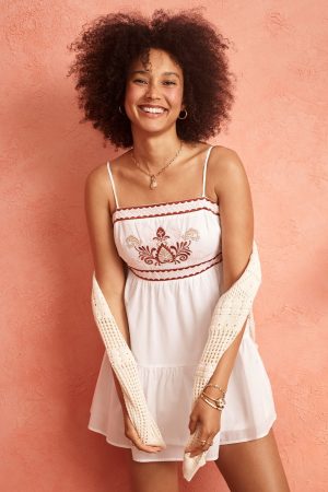 Tatum Embroidered Bow Back Mini Dress