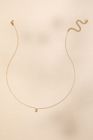 S Mini Initial Stainless Steel Pendant Necklace