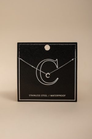 C Stainless Steel Initial Pendant Necklace