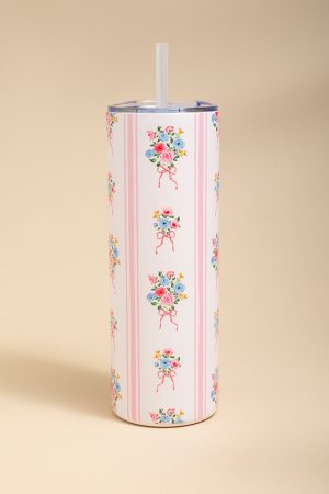 Floral Stripe Stainless Steel Tumbler