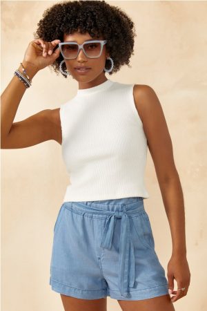 Hailee Mock Neck Ribbed Tank Top