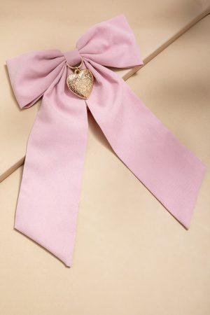 Jackie Heart Charm Bow Hair Barrette