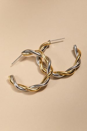 Thelma Stainless Steel Twisted Hoop Earrings