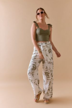 Lauren Bow Shoulder Strap Corset Tank Top