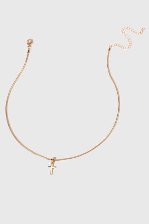 Suzy Metal Cross On Snake Chain Necklace