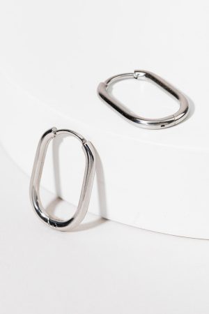 Dorothy Stainless Steel Oblong Hoop Earrings